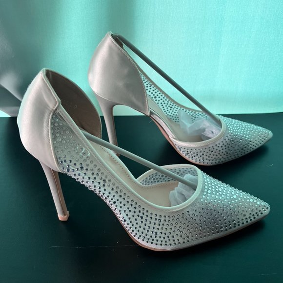 Satin Rhinestone Pumps - Picture 2 of 8